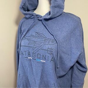 Patagonia Organic Cotton Light Blue Hoodie Large
